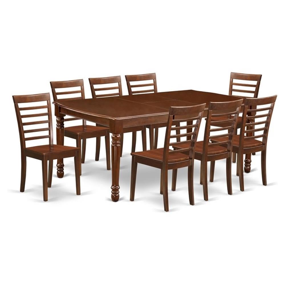 East West Furniture Doml9-Mah-W 9 Piece Dining Set Includes A Rectangle Dining Room Table With Butterfly Leaf And 8 Kitchen Chairs, 42X78 Inch, Mahogany